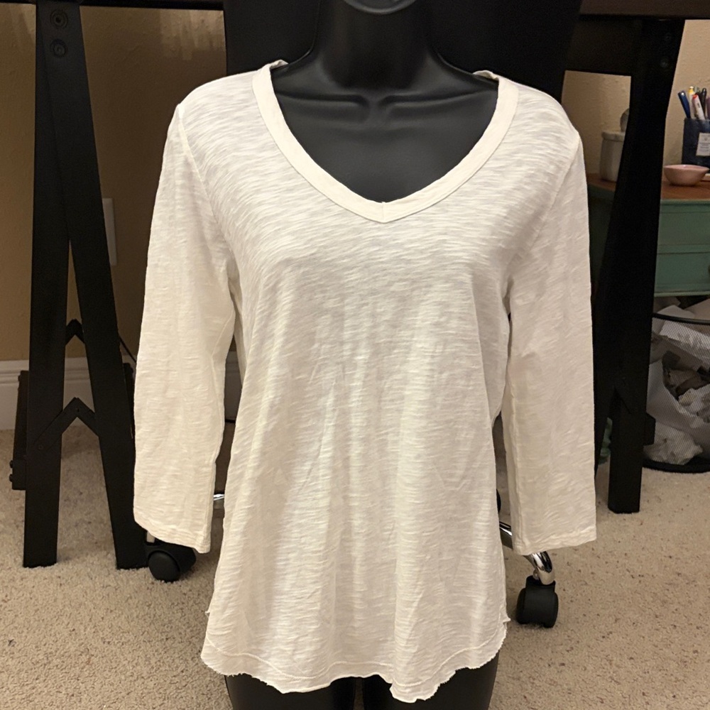 Women's White V-Neck Top